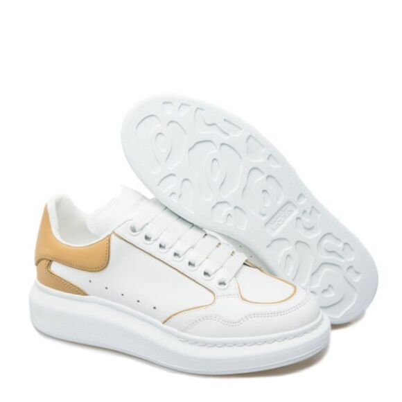 Alexander McQueen Oversized Low-Top Sneakers in White/ Camel, New, Size 41 - Picture 2 of 16